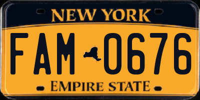 NY license plate FAM0676