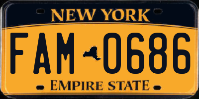 NY license plate FAM0686