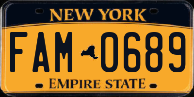 NY license plate FAM0689