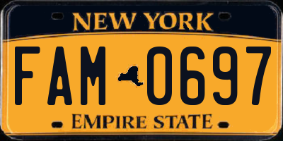 NY license plate FAM0697