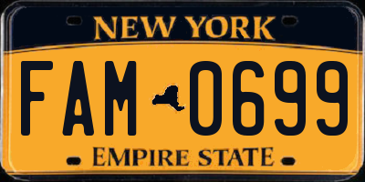 NY license plate FAM0699