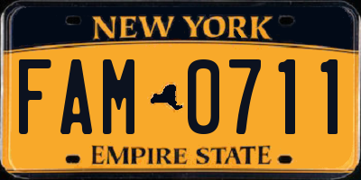 NY license plate FAM0711