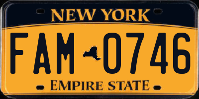 NY license plate FAM0746