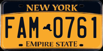 NY license plate FAM0761