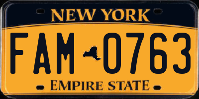 NY license plate FAM0763