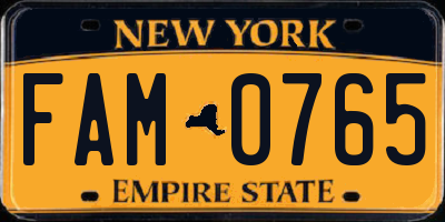 NY license plate FAM0765