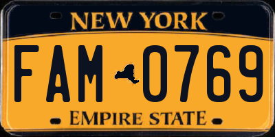 NY license plate FAM0769