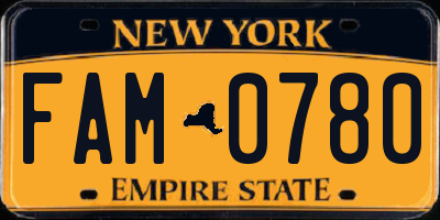 NY license plate FAM0780