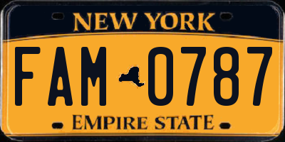 NY license plate FAM0787