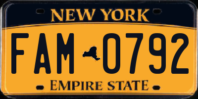 NY license plate FAM0792