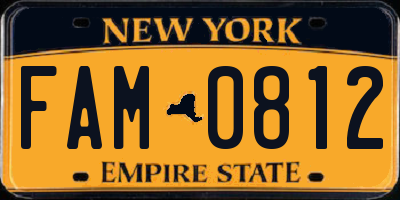 NY license plate FAM0812