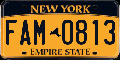 NY license plate FAM0813
