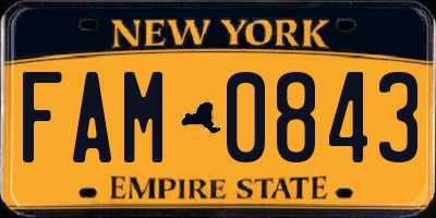NY license plate FAM0843