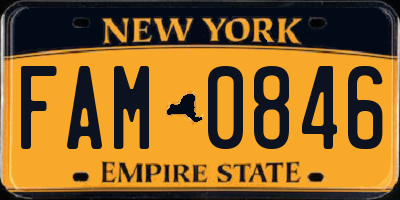 NY license plate FAM0846