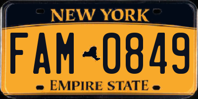 NY license plate FAM0849