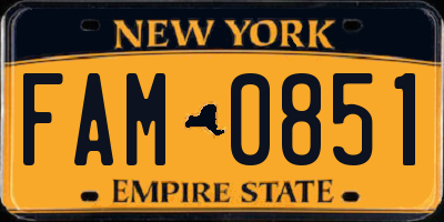 NY license plate FAM0851