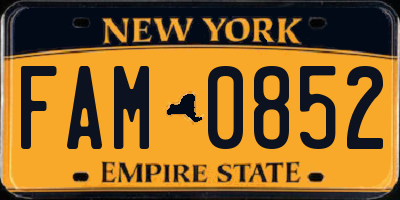 NY license plate FAM0852