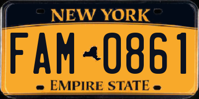 NY license plate FAM0861