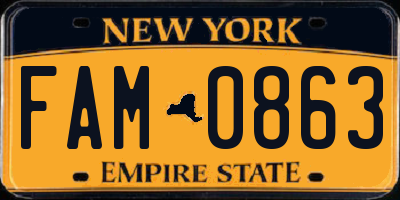 NY license plate FAM0863
