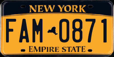 NY license plate FAM0871