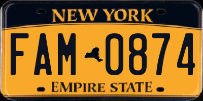 NY license plate FAM0874