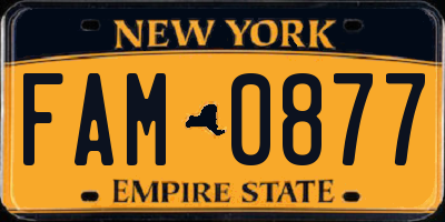 NY license plate FAM0877
