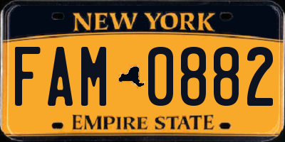 NY license plate FAM0882