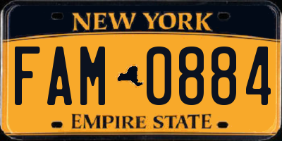 NY license plate FAM0884