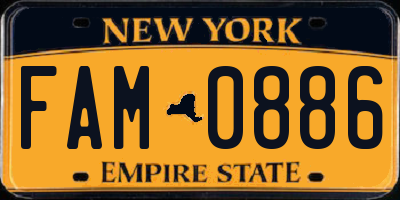 NY license plate FAM0886