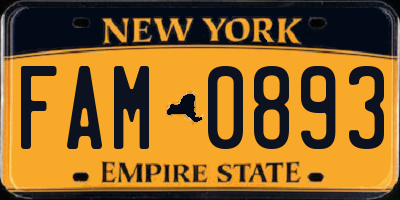 NY license plate FAM0893