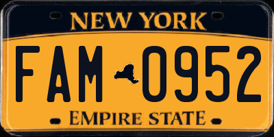 NY license plate FAM0952