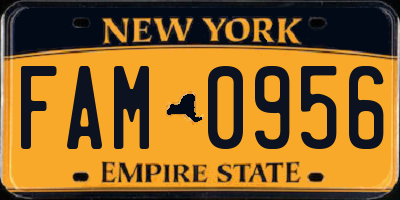 NY license plate FAM0956