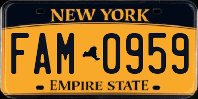 NY license plate FAM0959