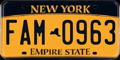 NY license plate FAM0963