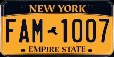 NY license plate FAM1007