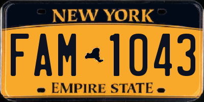 NY license plate FAM1043