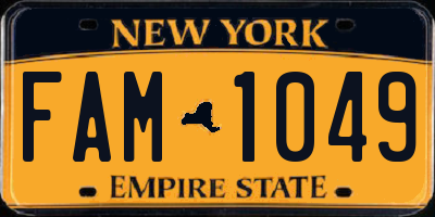 NY license plate FAM1049