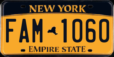 NY license plate FAM1060