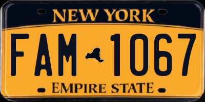 NY license plate FAM1067