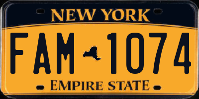 NY license plate FAM1074
