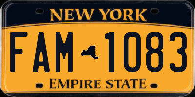 NY license plate FAM1083