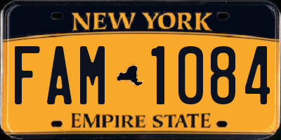 NY license plate FAM1084