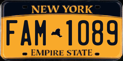NY license plate FAM1089