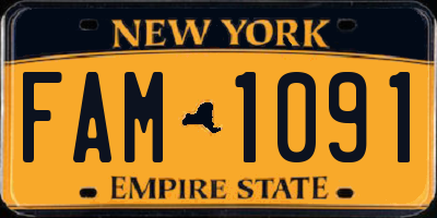 NY license plate FAM1091