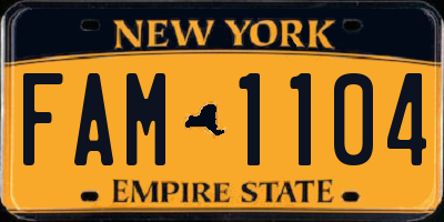 NY license plate FAM1104
