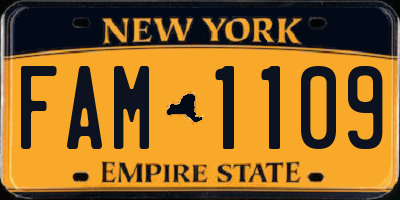 NY license plate FAM1109