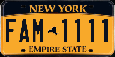 NY license plate FAM1111