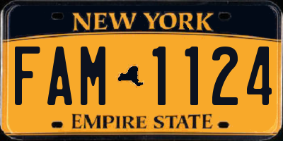 NY license plate FAM1124