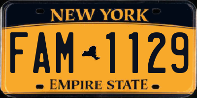 NY license plate FAM1129