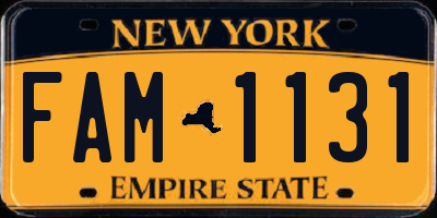 NY license plate FAM1131